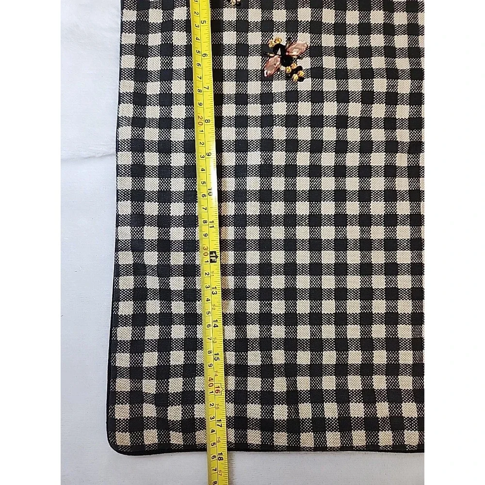 Pottery Barn Norton Pillow Cover Black 18 sq Gingham Check Honey Bumble Bee More
